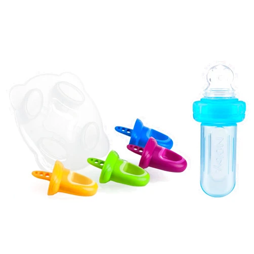 Nuby Garden Fresh Fruitsicle Molds with Trays for Ice Cream Popsicles & EZ Squee-Z Self-Feeding Silicone Baby Food Dispenser