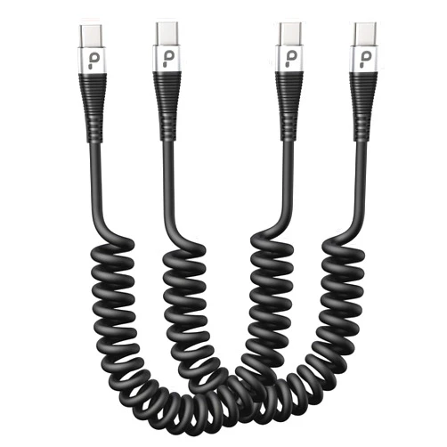 PRAKIE USB C to C 100W 3ft, 2Pack Coiled USB C Charger Cable for Car, Short Type C USBC Fast Charging Cable for iPhone 17/16/15/Pro/Plus/Pro Max/Samsung Galaxy S23, Compatible All Type C Devices