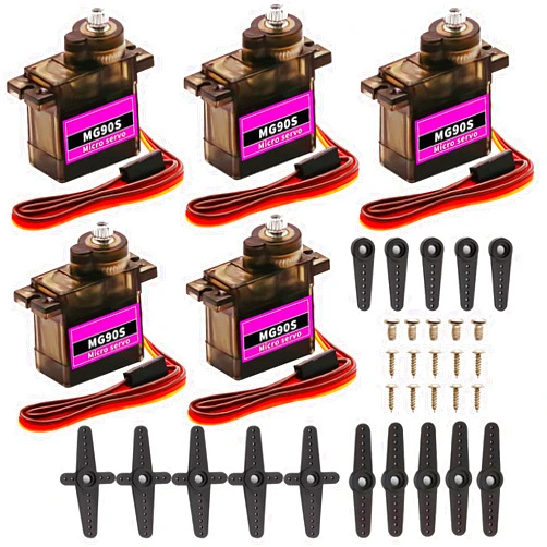 DaFuRui 5pack MG90S Servo Motor， Mini 9G MG90S Micro Servo Metal Geared Motor for Arduino RC Robot Helicopter Airplane Boat Controls