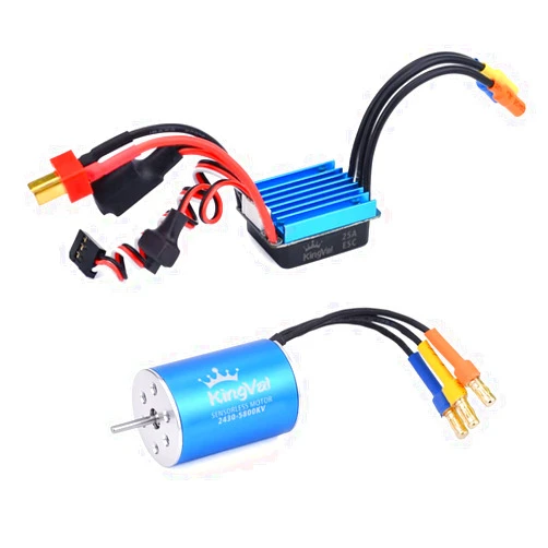 KingVal Replacement 2430 5800KV Waterproof Sensorless Brushless Motor Shaft 2mm with 25A Brushless ESC Compatible with 1/16 1/18 RC Car