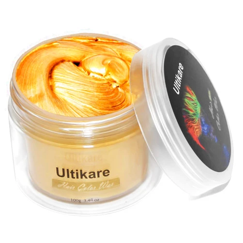 Ultikare Hair Color Wax Blonde, Ultikare Instant Hair Dye Cream Mud Washable Temporary Hair Dye Natural Hairstyle Color Pomade for Party, Cosplay, Halloween (Gold)