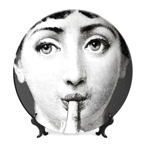 GETLF Lina Cavalieri Plate, Wall Decorative Plate, Mysterious Face Plate Wall Hanging Decoration,Including Bracket and Special Spring Hook,B14,8inch