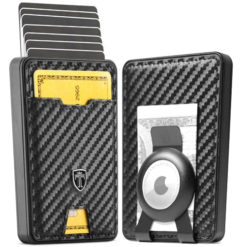 TRAVANDO Swype AirTag* Slim Wallet for Men Metal RFID Blocking Mens Wallet Card Case