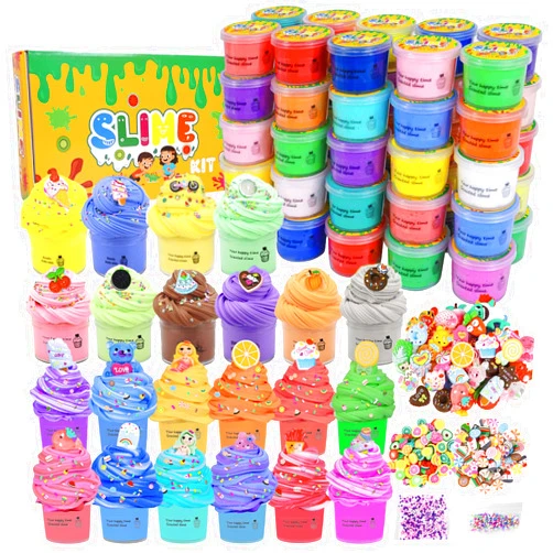 SUNPROUND 50 Pack Mini Butter Slime Kit, Scented Slime for Girls and Boys, Soft & Non-Sticky Cotten Candy Fruit Slime Party Favor Gifts, DIY Putty Stress Relief Toy for Kids