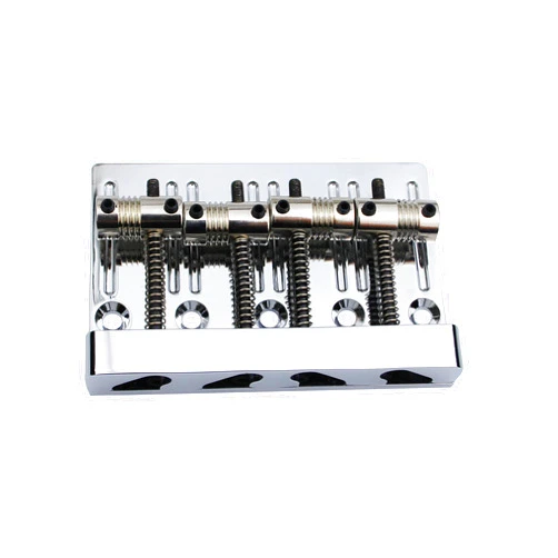 Guyker High Mass Bass Bridge with Vintage Brass Saddles Tailpiece Replacement for 4 String Jazz Electric Bass CNC Machined (GB403, Chrome)