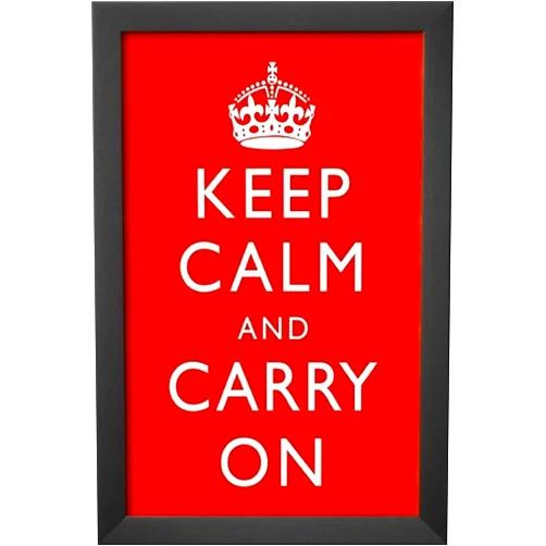 FRAMED Keep Calm and Carry On (Motivational, Red) 18x12 Art Poster Print