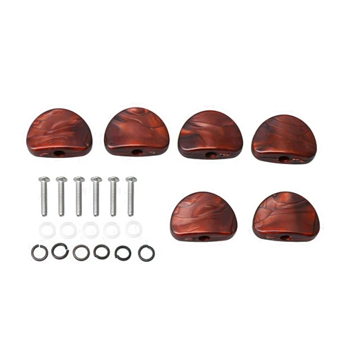 BQLZR Red Pearl Universal Guitar Tuner Machine Head Semicircle Buttons Tuning Key Replacement Pack of 6