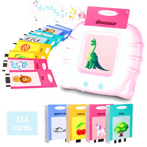 BEILAEEA Toddler Toys for 2 3 4 5 Year Old Boys and Girls, Autism Sensory Toys for Autistic Children, Learning Montessori Toys, Speech Therapy Toys, 224 Sight Words Talking Flash Cards (Pink 224)