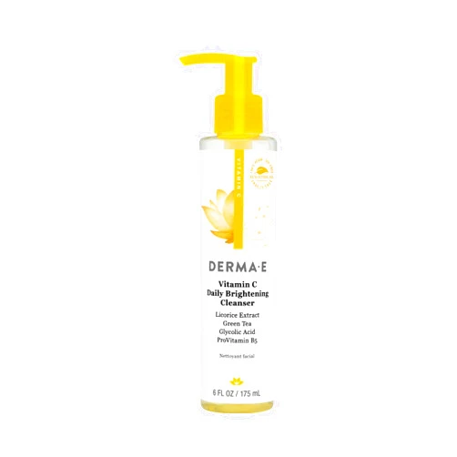 Derma E Vitamin C Cleanser - Daily Brightening & Hydrating Face Wash to Even Out Skin Tone – Moisturizing Face Cleanser for a Radiant Glow, 6 fl oz