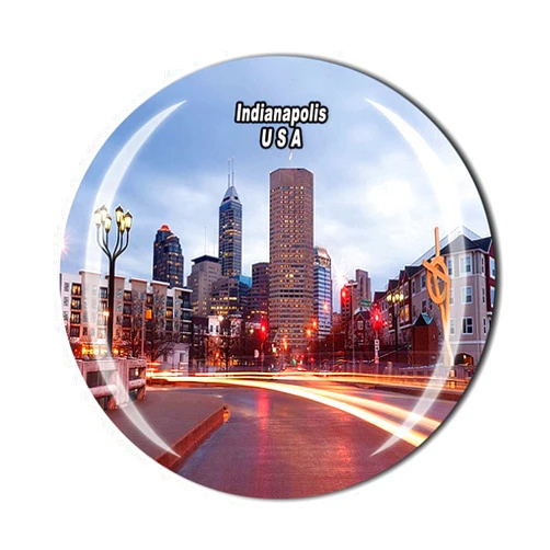 Timefly Indianapolis USA America Fridge Magnet Crystal Tourist Souvenir Gift Collection Refrigerator Magnetic Sticker
