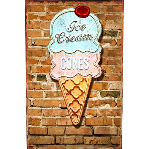 TICKPOTDFE Retro Ice Cream Shaped Metal Tin Sign Indoor & Outdoor Home Bar Coffee Kitchen Ice Cream Shop Wall Decor Tin Sign 8x12 inch