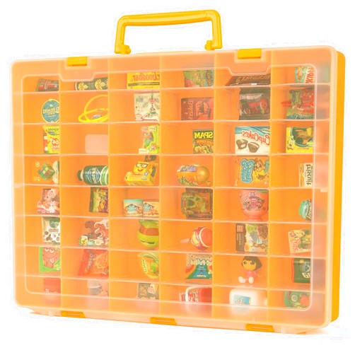 MYMOON HOME Plastic Toy Storage Case Compatible with Mini Brands Collector Toys, miniverse Shopkins, Real Littles, and LOL Surprise Collectible Compartments for Miniatures, Travel Friendly (Orange)