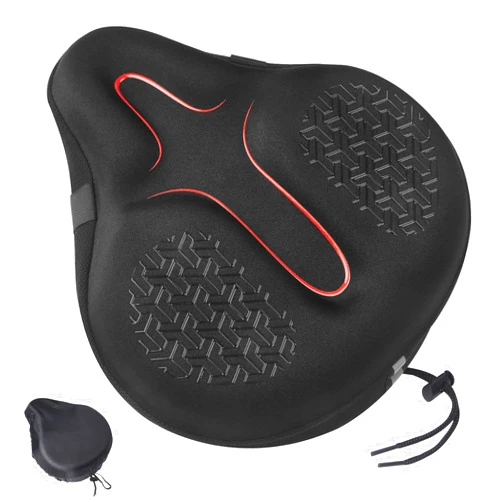 Zacro Wide Bike Seat Cushion, Gel Padded Large Bike Seat Cover for Men Women Comfort, Extra Soft Oversized Padding Bicycle Saddle Fit for Peloton, Spin Stationary Exercise, Mountain Road Cycling Bike