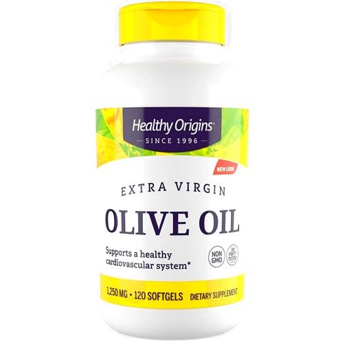Healthy Origins Extra Virgin Olive Oil 1,250 mg (Made with Organic Extra Virgin Olive Oil, Non-GMO, Gluten Free, Cardiovascular Support), 120 Softgels