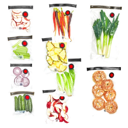 ZWILLING Fresh & Save Set 10-pc Vacuum Sealer Bags for Food, Reusable Sous Vide Bags, Reusable Food Storage Bags for Meal Prep, Reusable Snack Bags, Dishwasher Safe, Assorted, Clear