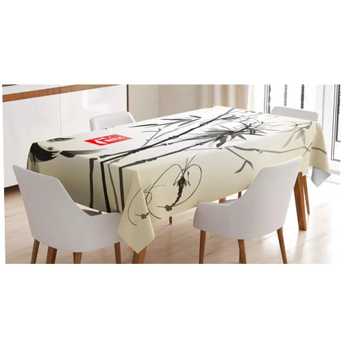 Ambesonne Japanese Tablecloth, Japanese Traditional Garden Design Wildlife Forest Meditation Origami, Rectangular Table Cover for Dining Room Kitchen Decor, 52