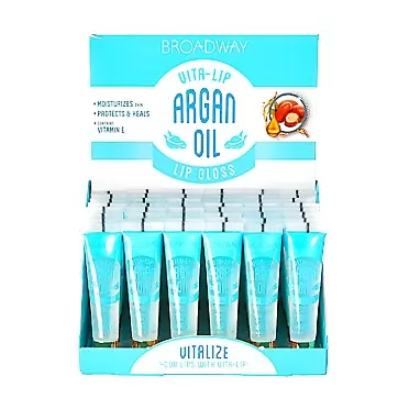 KISS Broadway Vita-Lip Clear Lip Gloss Box Display Set (Argan Oil)
