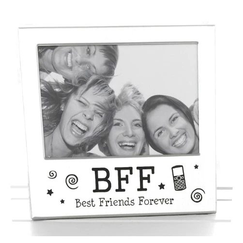 Shudehill Giftware BFF Photo Frame 73465, Metal, Silver, 14x13.5cm