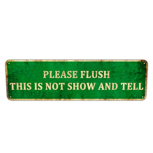 KIOZIY Funny Bathroom Signs, Please Flush This Is Not Show and Tell Tin Sign, Farmhouse Bathroom Decor, Bathroom Decor Wall Art, Funny Bathroom Humor, Bathroom Accessories, Rustic Home Decor, 4