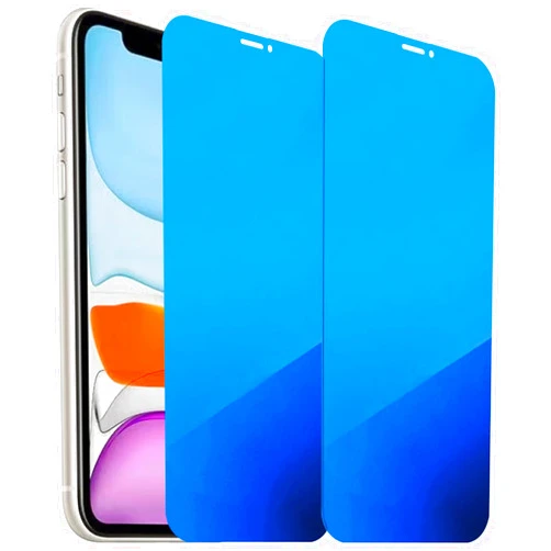 BWEDXEZ 2 Pack Anti-Blue Privacy Tempered Glass for iPhone 11 / iPhone XR Anti-Spy Screen Protector Film Electroplated Blue 6.1 inch