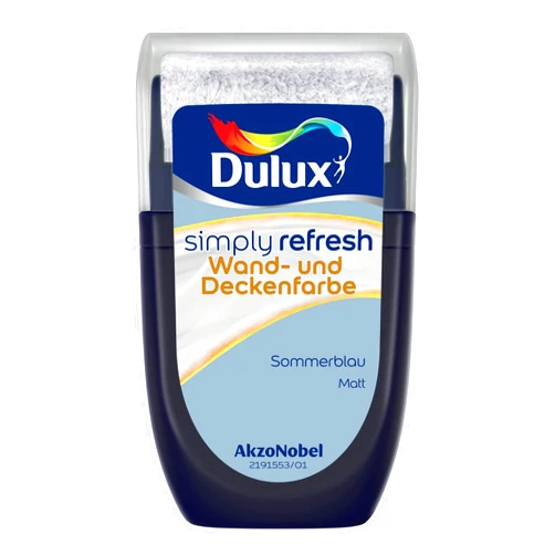 Dulux Simply Refresh Wall and Ceiling Paint - Summer Blue - Tester 30ml - Refreshing, Durable Interior Paint for a Beautiful Home