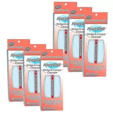 Proxysoft - Orthodontic Flossers for Braces - Dental Floss Threaders for Bridges - Floss Threader with Extra-Thick Proxy Brush - Bridge and Implant Cleaners - 6 Packs