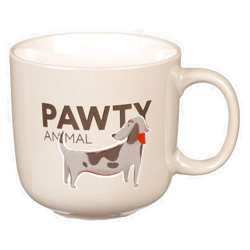 The Fur Side Dog Mom Gift Coffee Mug, Pawty Animal Fun Coffee Cup Gift for Dog Lovers, Hound/Beagle Owners, Microwave Dishwasher Safe, Gray Ceramic, 14oz