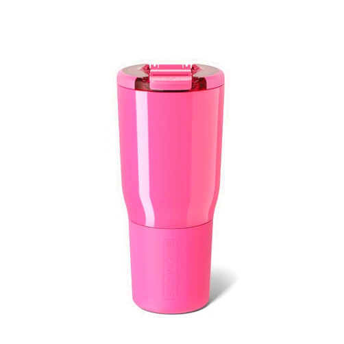 BrüMate Nav 25oz 100% Leak Proof Insulated Travel Tumbler with Magnetic BevLock™ Lid - Double Wall Cup-Holder Friendly Stainless Steel Mug (Neon Pink)