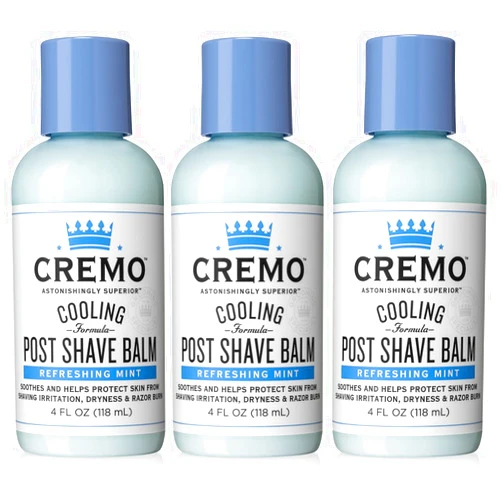 Cremo Cooling Post Shave Balm to Sooth, Cool and Protect Skin From Shaving Irritation, Dryness and Razor Burn, 4 Ounce (Pack of 3)