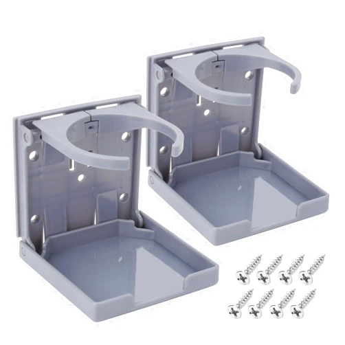 ZTGPMP 2pcs Adjustable Folding Cup Holder Automotive Water Drink Bottle Holder, fit Most Size Mugs Bottle, with Screws and Tapes, for Car Auto Truck RV Boat Van Camper Caravan Marine Yacht (Gray)