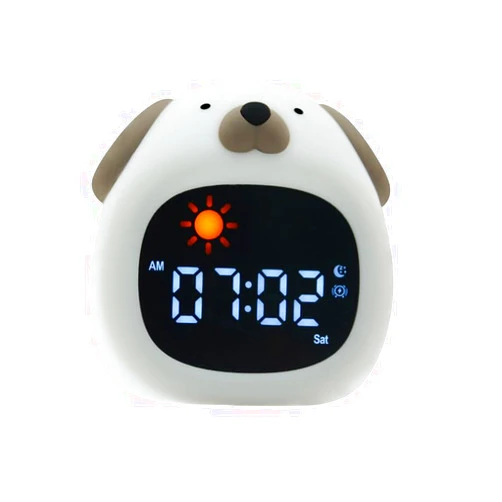 Etigood Alarm Clock with Night Light, Cute Cartoon Animal Dogs/Dinosaur/Cat/Litter Bear/Owl/Cloud-Shaped OK to Wake Clock with White Noise, Digital Display Electronic Clock, Dog