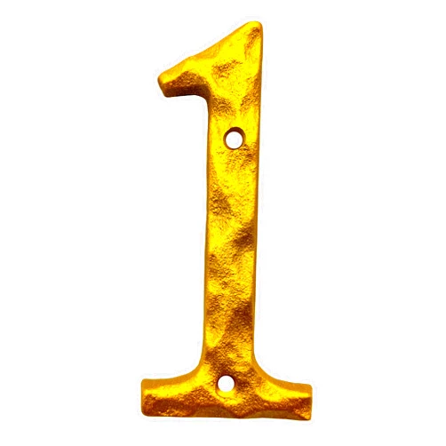Litboom 5-Inch High Cast Iron Home Address House Numbers or Mailbox Number - Elegant Golden Finish, Rustproof - Classic and Stylish Address Sign/Number 1