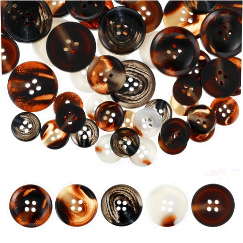 Psyqtsuary 60 PCS Mixed Resin Sewing Buttons, 4-Hole Round Bulk Buttons for DIY Sewing Crafts, Assorted Size Flatback Plastic Buttons, 5 Color 3 Size(15mm,20mm,25mm) Suit Coats Button for DIY Sewing Crafts Suits
