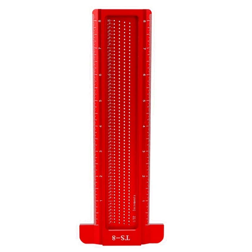 Hyuduo Woodworking Scriber T-Type Ruler Hole Positioning Scribing Gauge Aluminum Alloy Measuring Tool TS-8 Red Blue 23.5 88 58mm 0.9 3.5 2.3in(??)