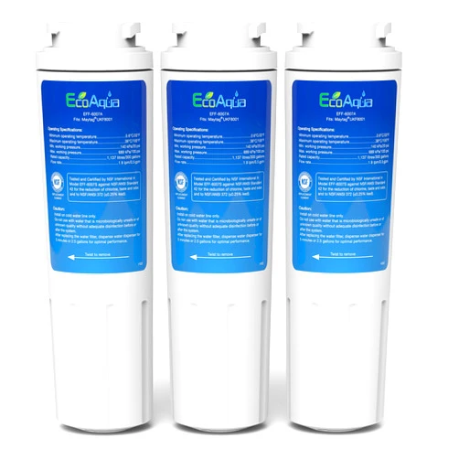 EcoAqua Replacement Filter, Compatible with Maytag UKF8001, EDR4RXD1, Whirlpool 4396395, Puriclean II, Kenmore 46-9006, Everydrop Filter 4, Viking RWFFR Refrigerator Water Filter, 3 Pack
