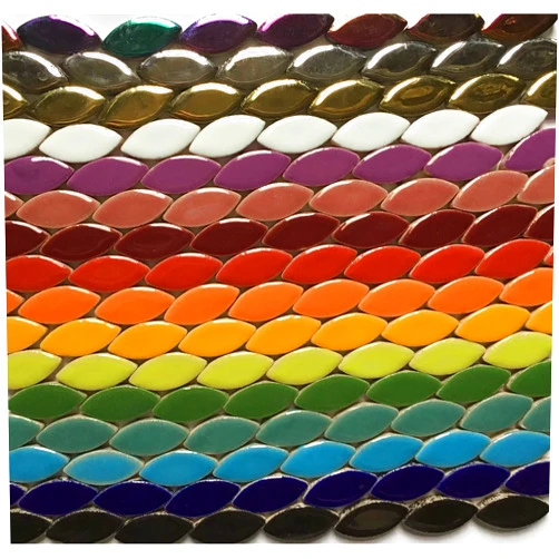 Fortysevengems 50 Pieces Mixed Color 1” Ceramic High Gloss Leaf Flower Petal Shaped Mosaic Tiles Mosaic Making Supplies