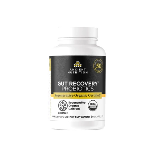 Ancient Nutrition Regenerative Organic Certified Probiotics for Gut Recovery, Probiotics Gut Recovery, for Healthy Digestion and Immune System Function Support, 50 Billion CFUs* Per Serving, 60 Count