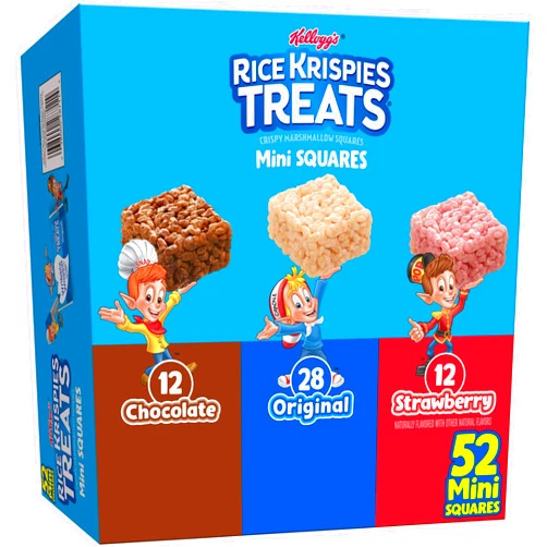 Rice Krispies Treats Mini Crispy Marshmallow Squares, Kids Snacks, Lunch Snacks, Variety Pack, 20.1oz Box (52 Bars)