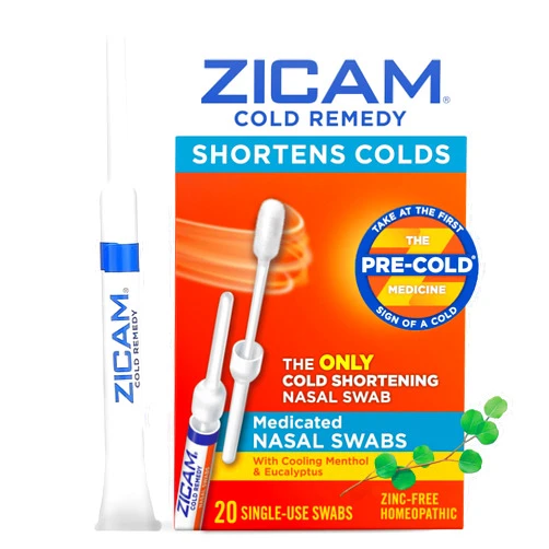 Zicam Cold Remedy Cold Shortening Medicated Nasal Swabs Zinc-Free 20ct