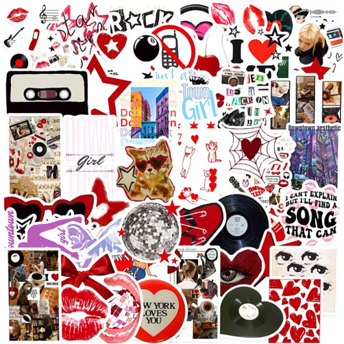 Lydosoco 50Pcs Aesthetic Downtown Girls Stickers Pack Cool Trendy Y2K Stickers for Water Bottle Funny Waterproof Stickers for Teens Adults Vinyl Stickers for Laptop Skateboard Party Supplies(Downtown)