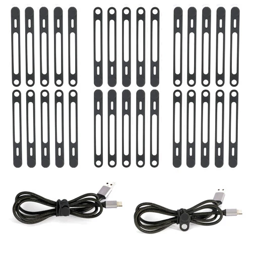 Viaky 30Pack Reusable Silicone Cable Ties, Viaky Cord Wrap Wire Organizer Stretchy Tie Cable Bands Cord Holders For USB HDMI PC Ethernet Home Kitchen Appliances Cables (Black)