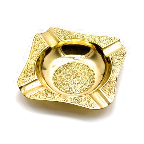 Zap Impex ® Decorative Solid Brass Embossed Ashtray- 5 Inches Square