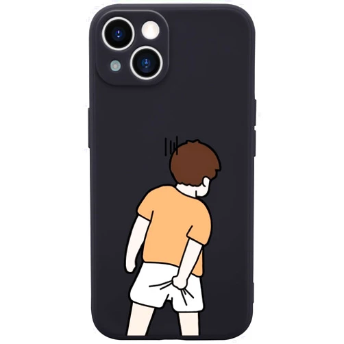 Wihytec Funny Boy Phone Case for iPhone 13 Silly Case Cover Liquid Silicone Soft Gel Rubber Matt Phone Cover with Microfiber Lining Protective Cover