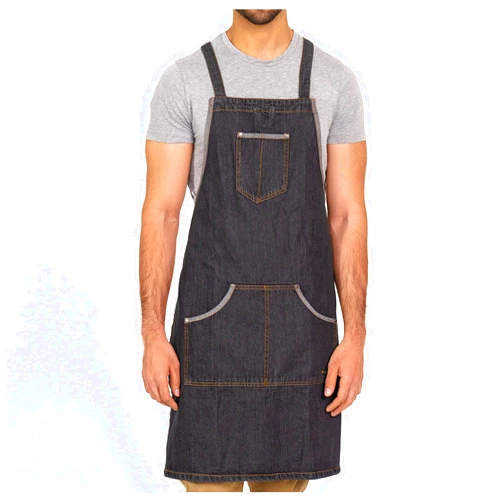 AWHALE Multipurpose Cross Back Denim Chefs Apron - BBQ, Painting, Garden, Cooking for Men and Women with pockets