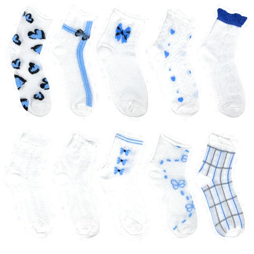 Laoyuandamai 10 Pairs coquette socks Cute Floral Flower bow Socks Cottagecore aesthetic socks Lace Ruffles Socks for Women