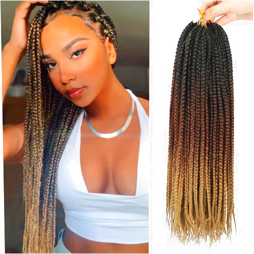 BEXIUKAKA Crochet Box Braids Hair Pre-Looped Goddess Braids 7 Packs 3x Braiding Hair (18 Inch, 1B/30/27)