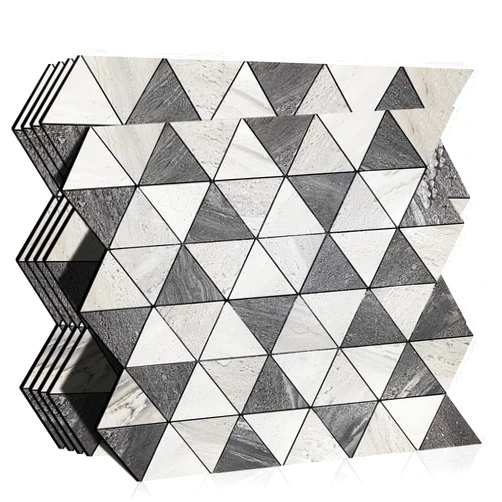 KASARO Peel and Stick Backsplash Tiles for Kitchen Wall, Mosaic Self Adhesive Durable Polymer Material Metal Tile, 10-Sheet, Grey