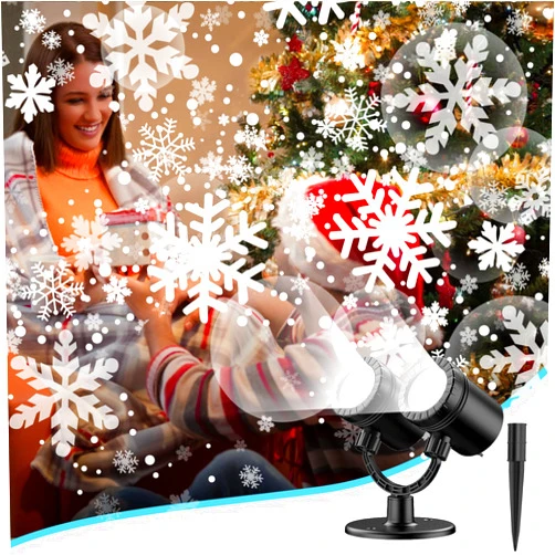LEVENIS Christmas Projector Lights Outdoor,2024 Newest IP65 Waterproof LED Lights,Rotating Snowfall Lamp Brighter LED Landscape for Xmas Holiday Home Decor Indoor Outdoor Garden Party Decoration(LL-049-03)