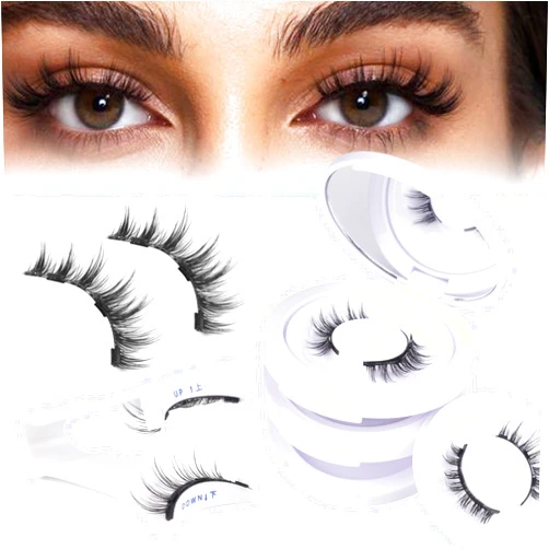 Vanssymunlin Magnetic Eyelashes with Applicator 3 Pairs Magnetic Lashes Natural Look Magnetic Eyelashes No Glue or Eyeliner Needed Reusable Magnetic Lashes with Applicator Wispy False Eyelashes