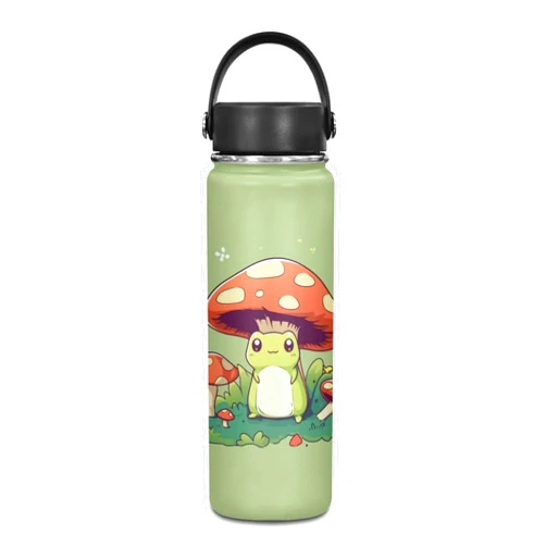 ZUXONGSY Frog Kids 4-6/6-8 Stainless Steel Insulated Water Bottle Mushroom 20 OZ Green Hot Bottle